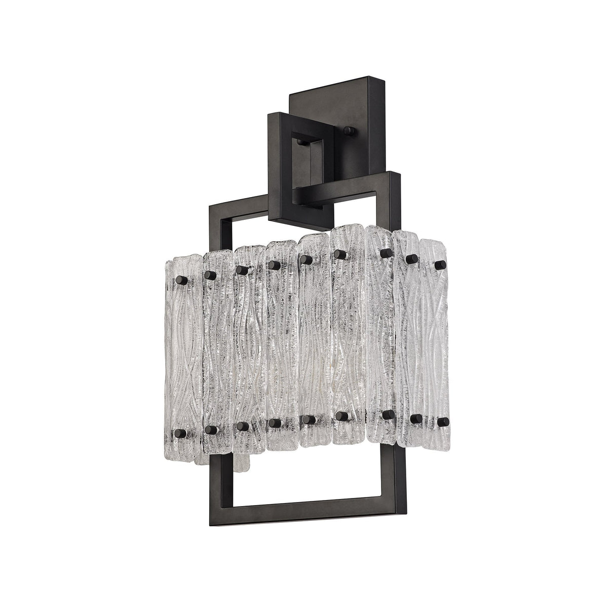 Crystal Sand Glass Wall Lamp with Matte Black Finish