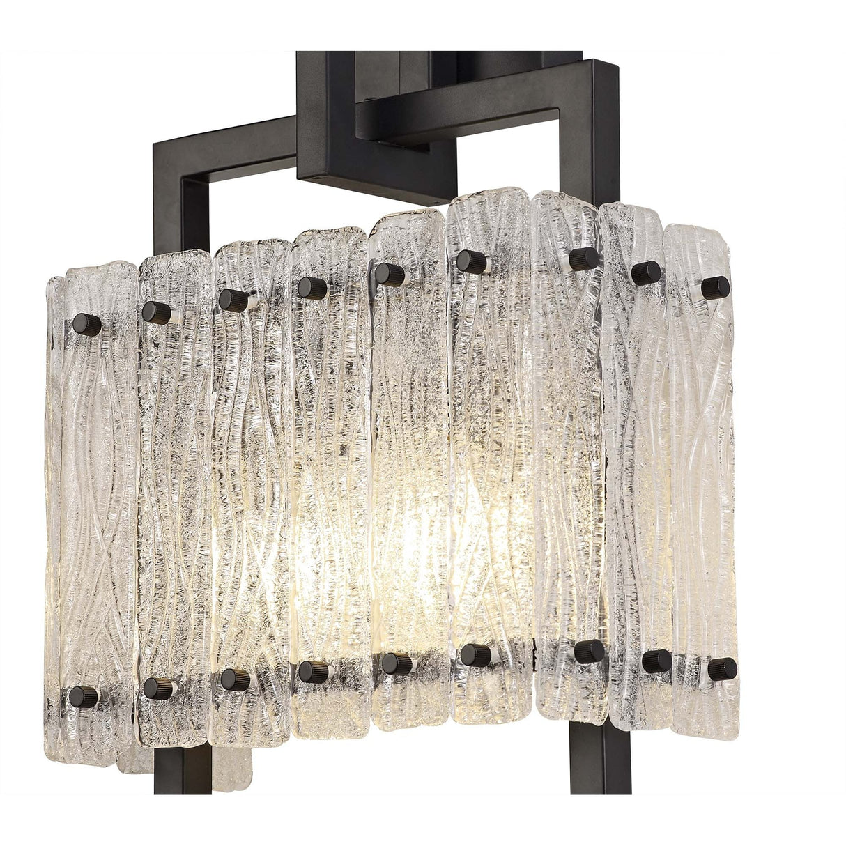 Crystal Sand Glass Wall Lamp with Matte Black Finish