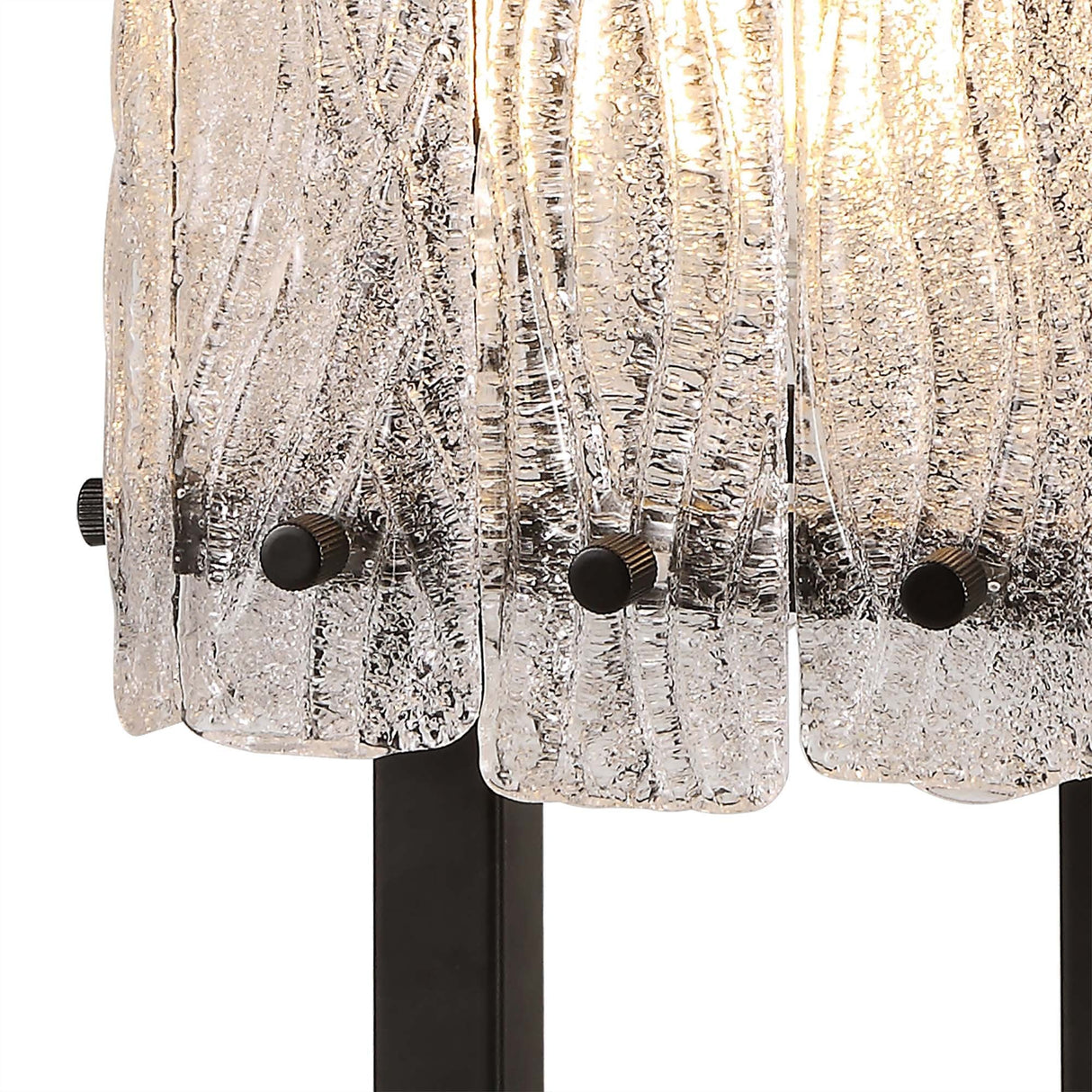 Contemporary Artistic Table Lamp in Matte Black with Crystal Sand Glass Shade