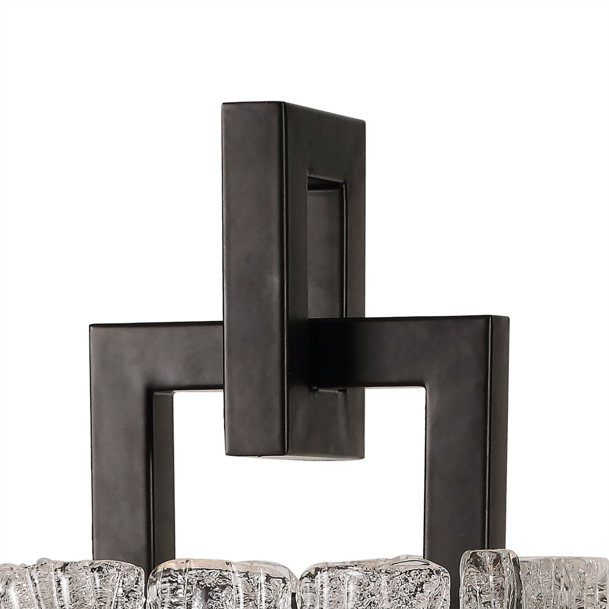 Contemporary Artistic Table Lamp in Matte Black with Crystal Sand Glass Shade