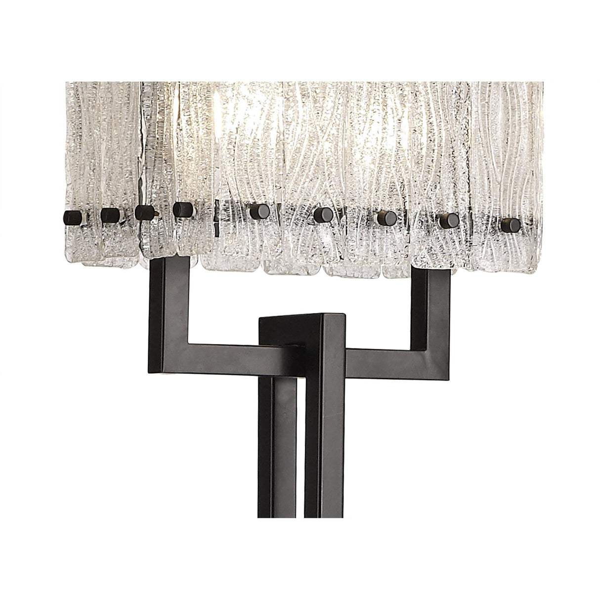 Elegant Matt Black Floor Lamp with Artistic Crystal Sand Glass Shades