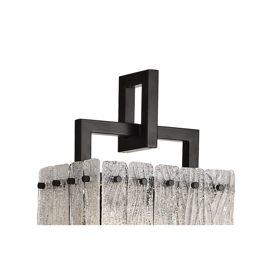 Elegant Matt Black Floor Lamp with Artistic Crystal Sand Glass Shades