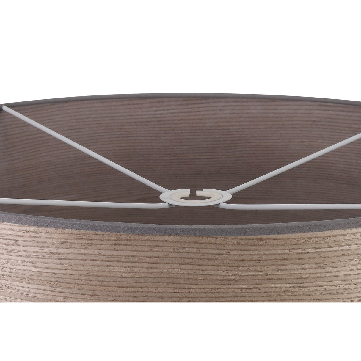 Round Wood Effect Pendant Shade, Grey Oak and White Laminate, 600mm