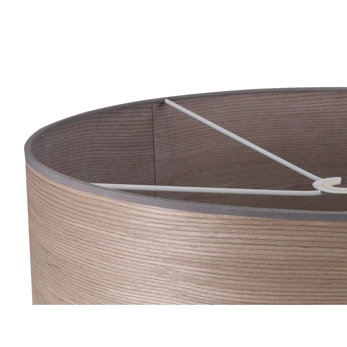 Round Wood Effect Pendant Shade, Grey Oak and White Laminate, 600mm