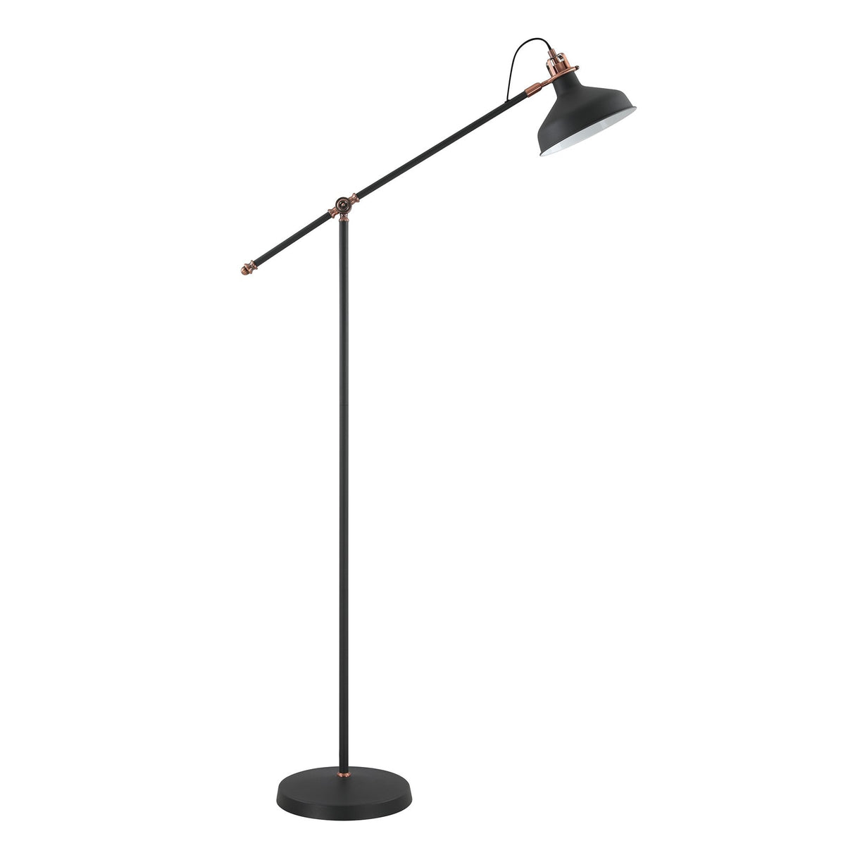 Artisan Adjustable Floor Lamp, E27, Sand Black and Copper Finish