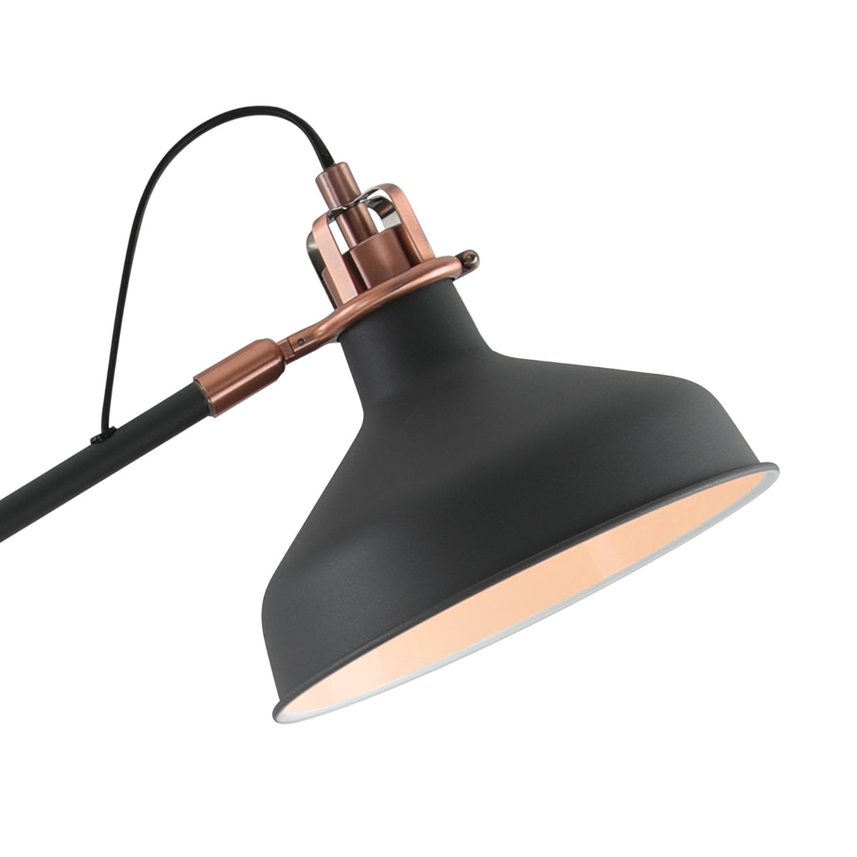 Artisan Adjustable Floor Lamp, E27, Sand Black and Copper Finish