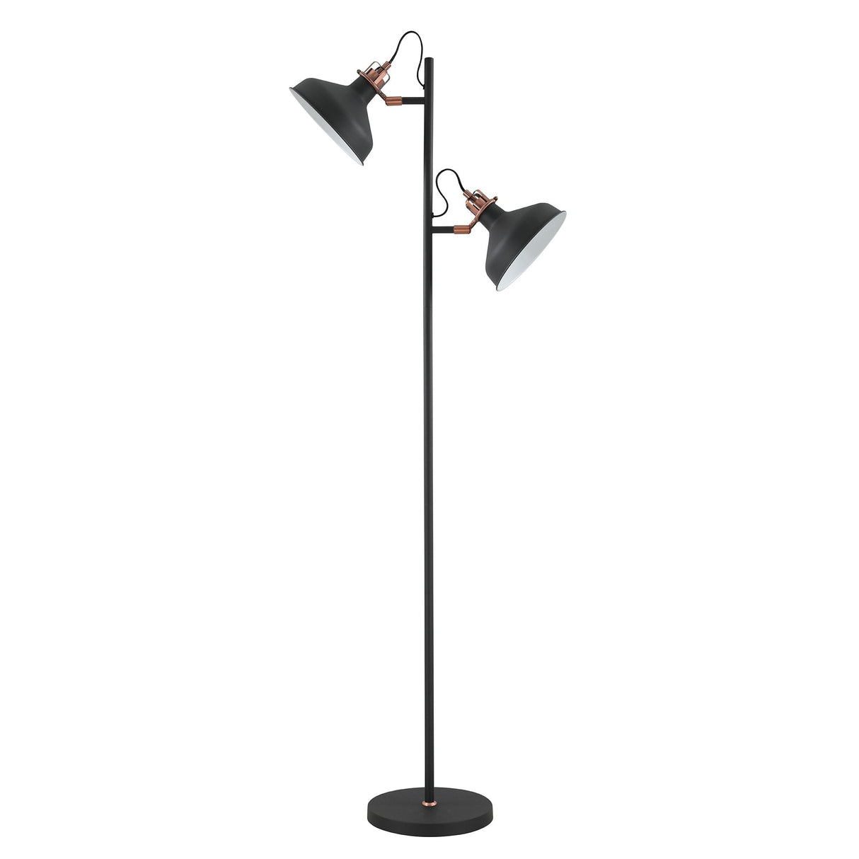 Modern Floor Lamp with Dual E27 Sockets in Sand Black and Copper Accents