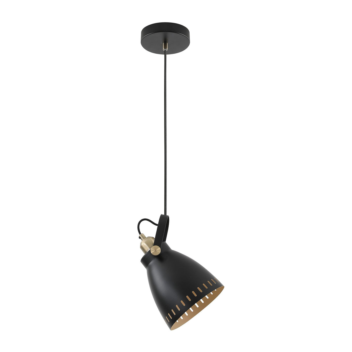 Compact Pendant Light, E27 Socket, Black/Brass/Khaki Finish