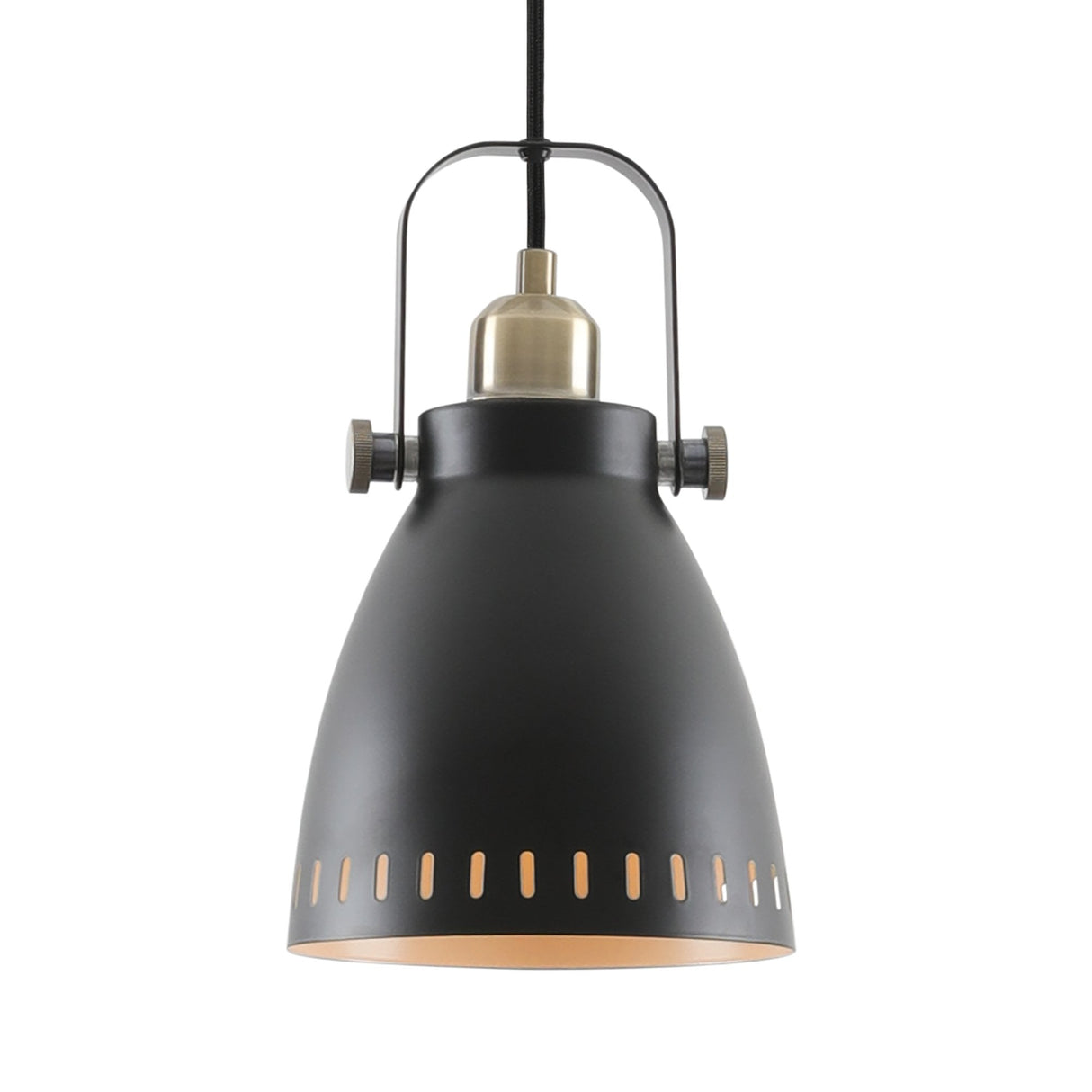 Compact Pendant Light, E27 Socket, Black/Brass/Khaki Finish