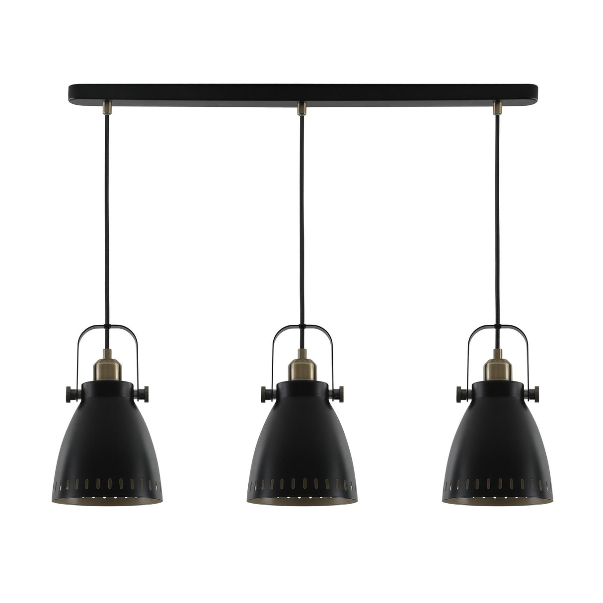 Modern Minimalist Linear Pendant Light - Matt Black & Antique Brass Finish