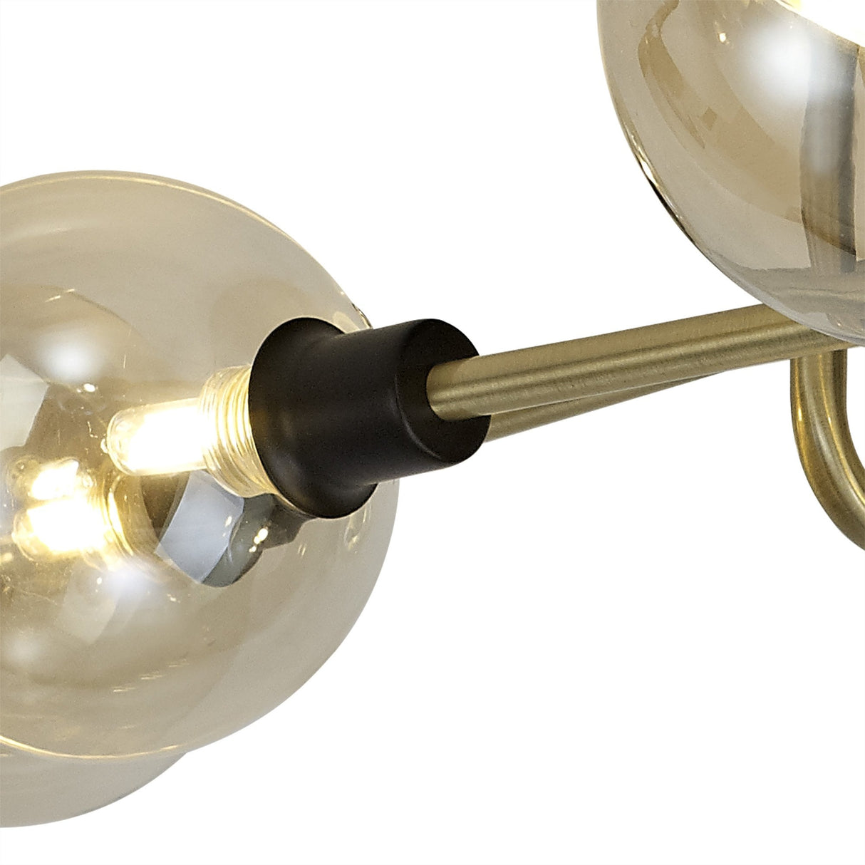 Contemporary Elegance: 9-Light G9 Flush Ceiling Fixture in Matt Black, Antique Brass & Cognac Glass