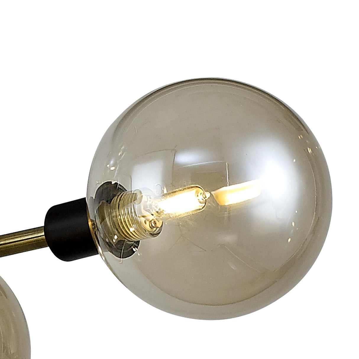 Chic Modern Pendant, 12-Light, Black/Brass with Cognac Glass
