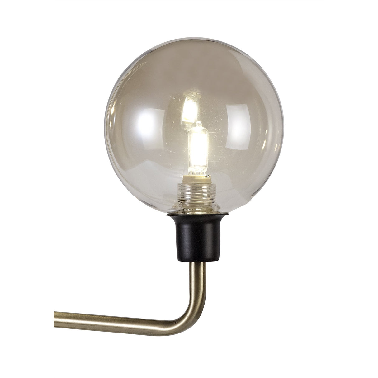 Modern Elegance Dual-Light Table Lamp in Matte Black and Antique Brass with Cognac Glass Shades