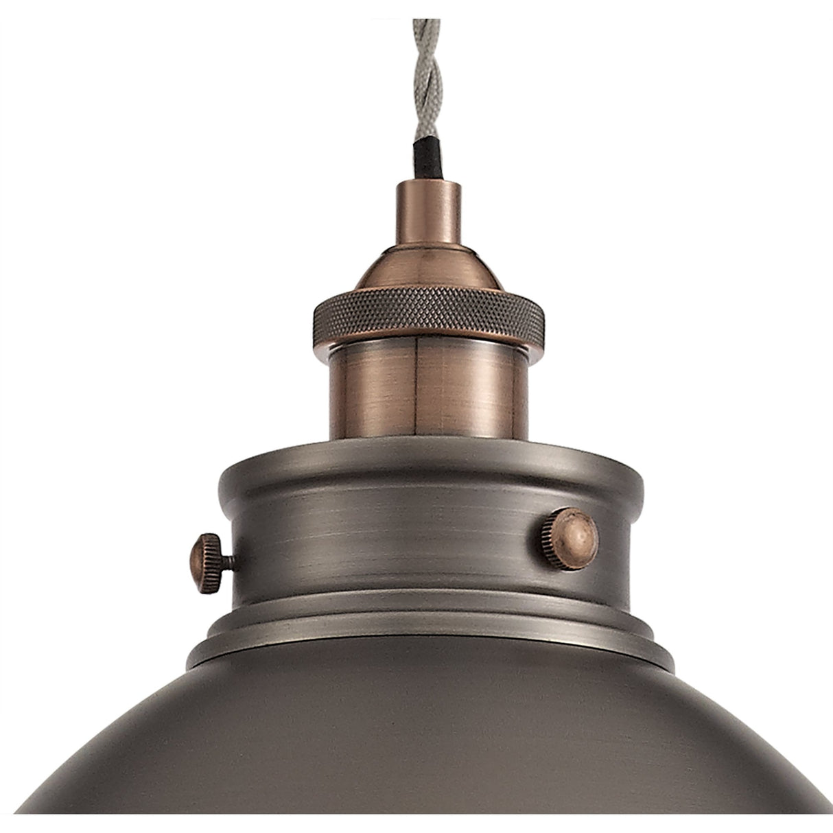 Elegant Antique Silver and Copper Pendant with Adjustable Drop