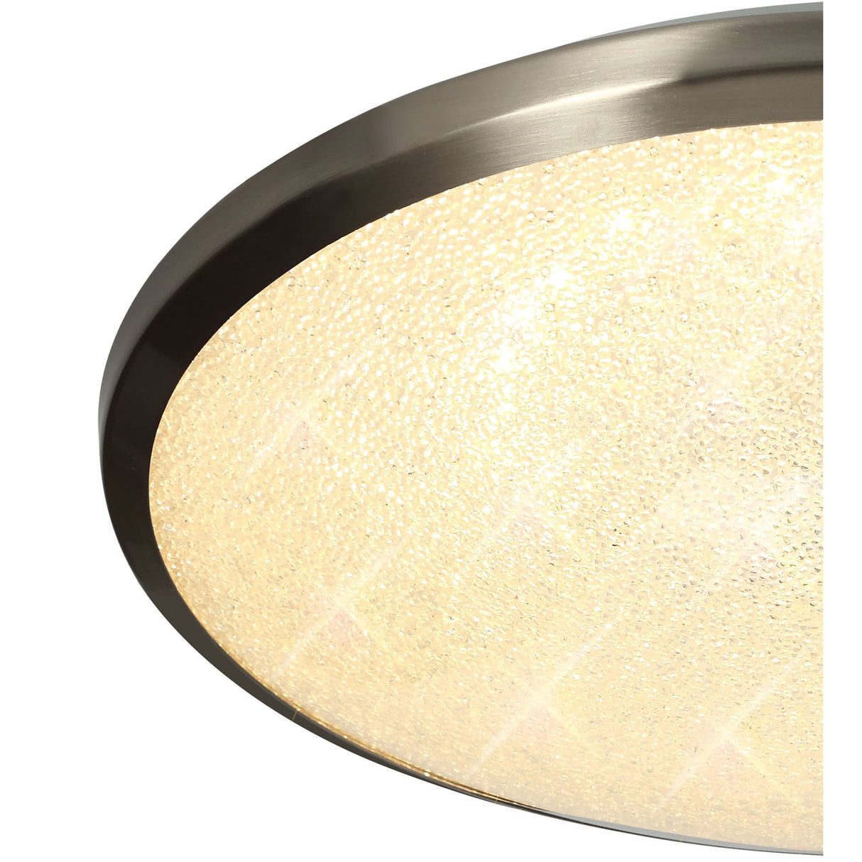 Stylish Satin Nickel and Crystalline LED Ceiling Light, 18W, IP44, 3000K, with 3-Year Warranty