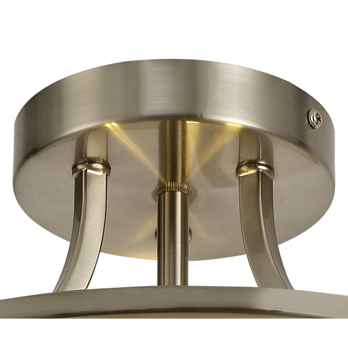 Stylish Semi-Flush Mount Ceiling Light, 3 Bulbs with Satin Nickel Finish and Frosted Glass Shade