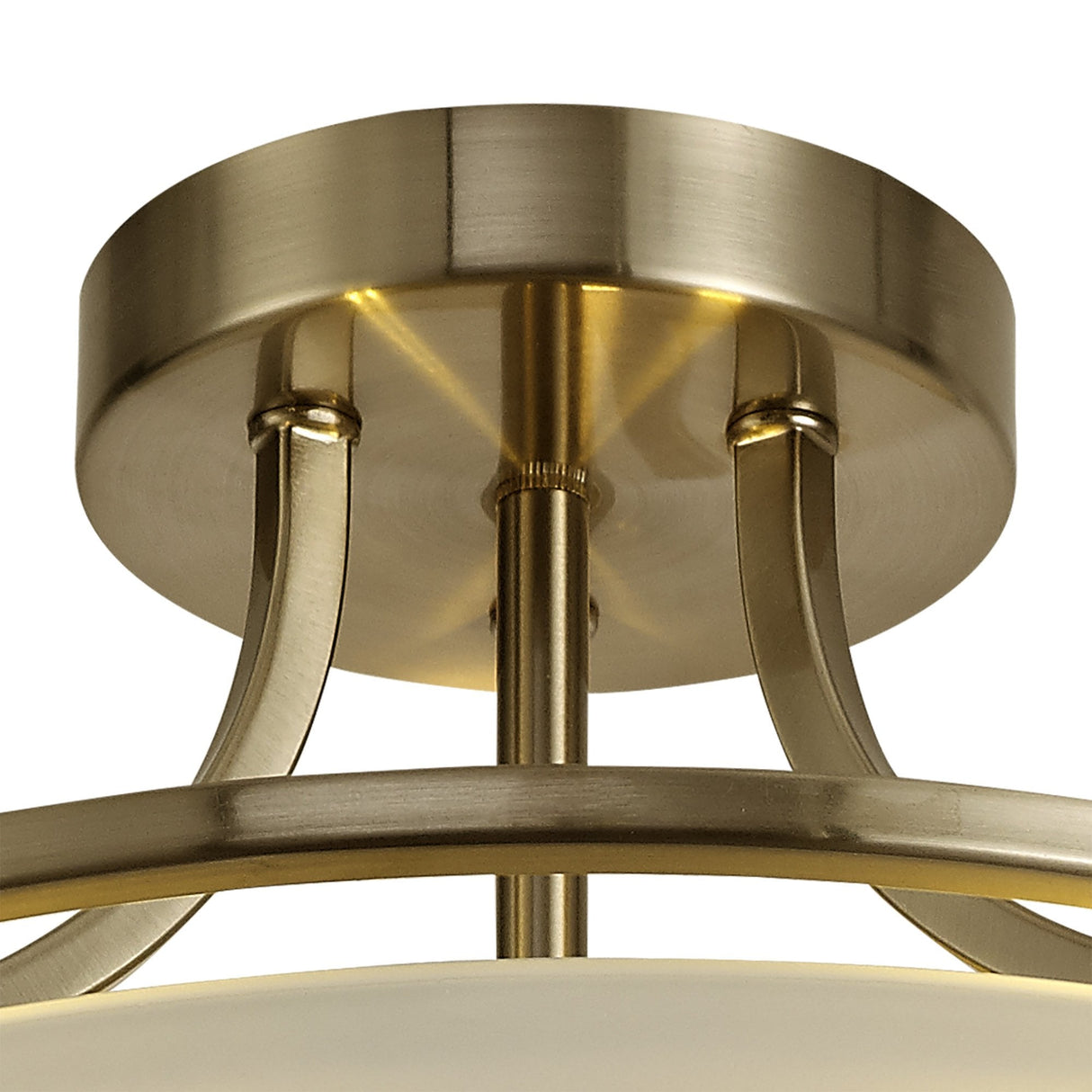 Antique Brass & Frosted Glass 3-Light Ceiling Fixture