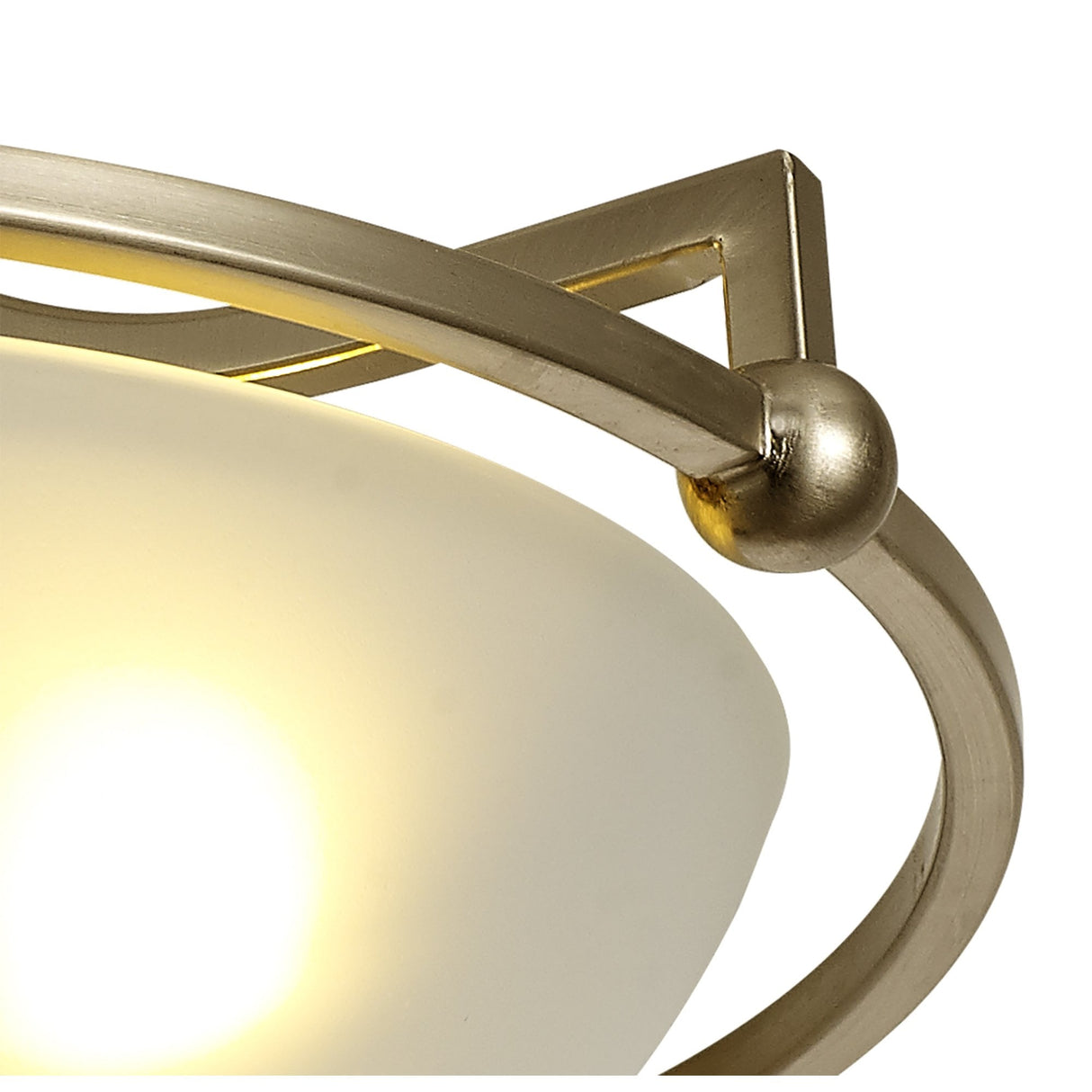 Antique Brass & Frosted Glass 3-Light Ceiling Fixture