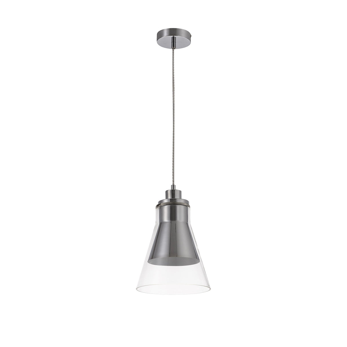 Sleek Chrome Pendant Light with Clear Glass Shade - E27 Fitting