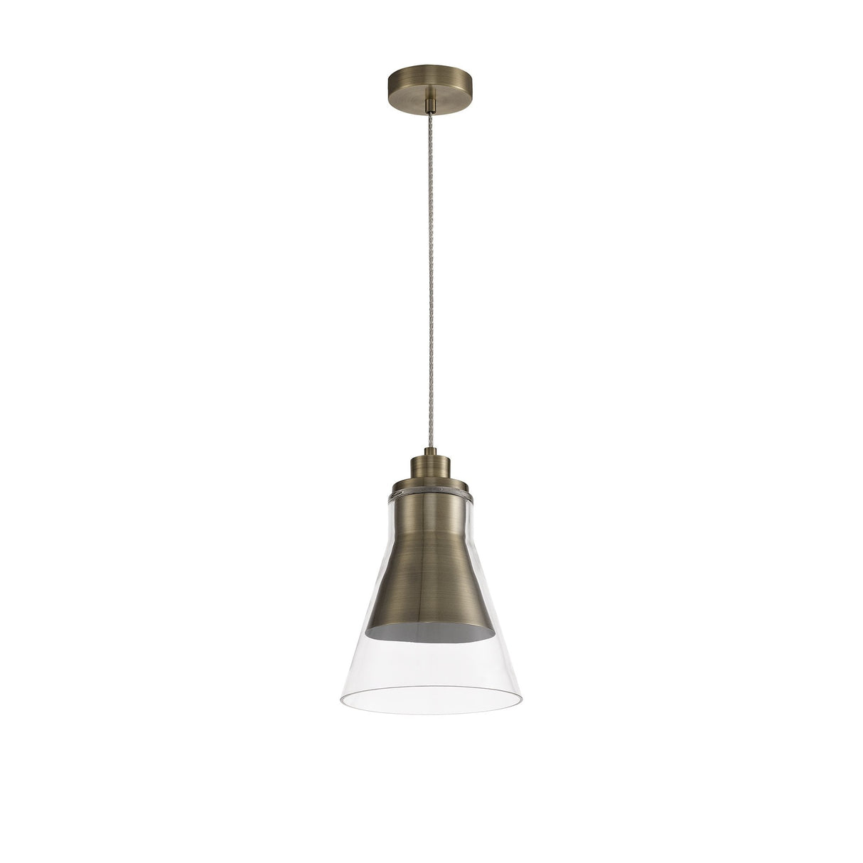 Antique Brass Pendant Light with Clear Glass Shade