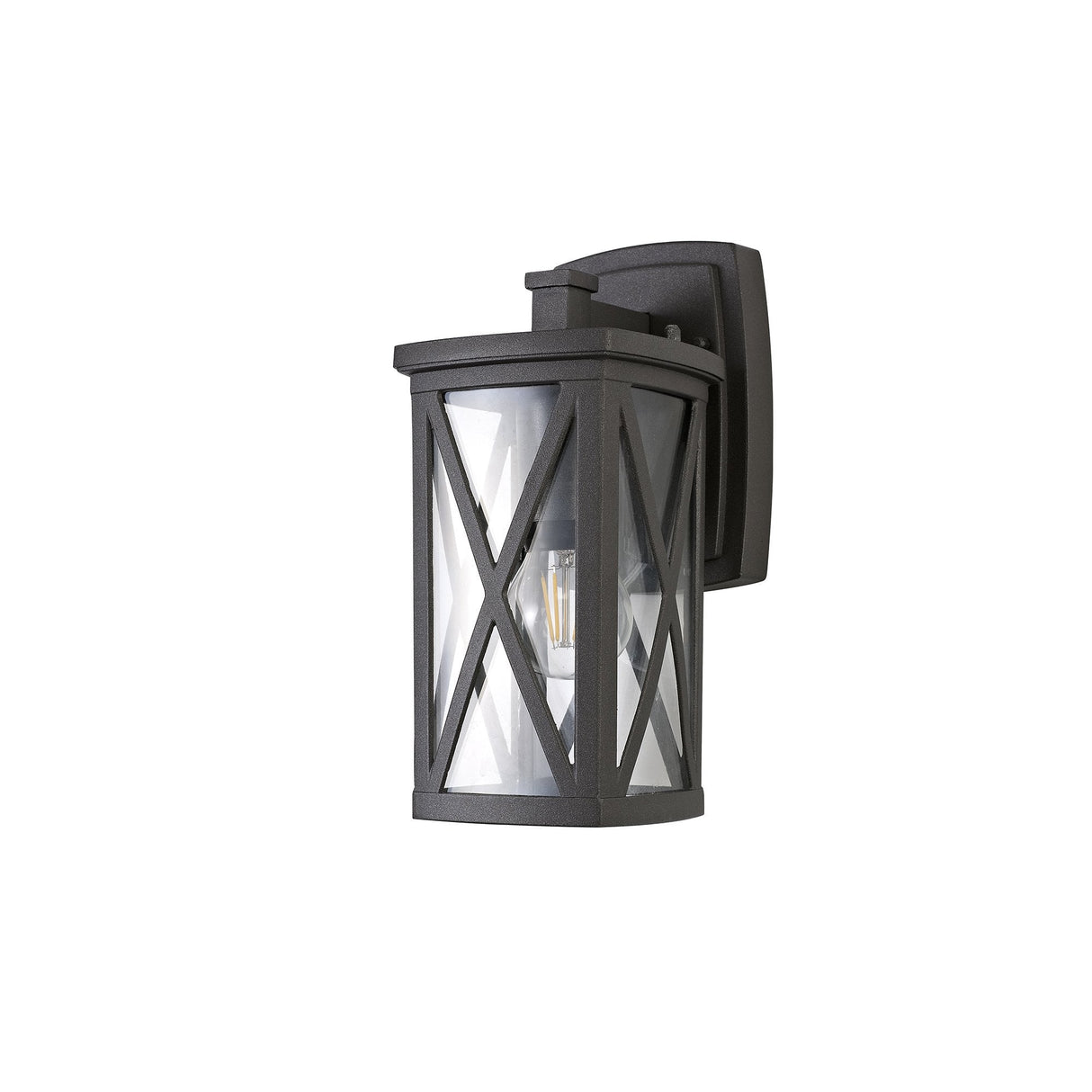 Anthracite Criss Cross Outdoor Wall Light with Clear Glass, E27, IP54