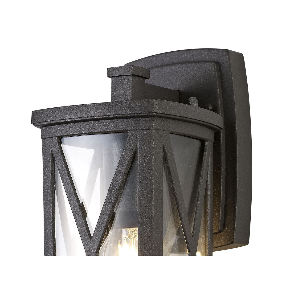 Anthracite Criss Cross Outdoor Wall Light with Clear Glass, E27, IP54