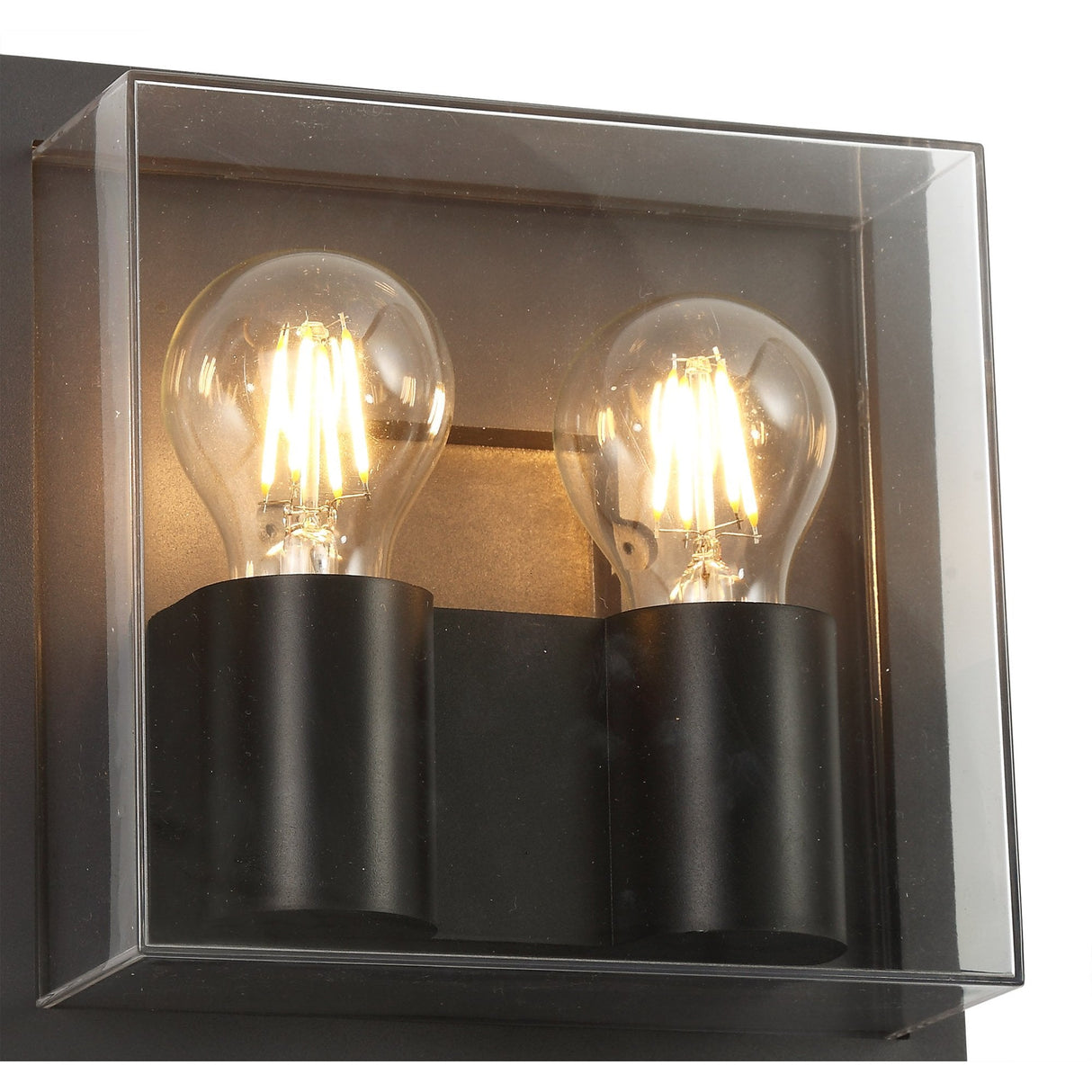 Anthracite Wall Lamp, Dual E27, IP65, Clear Shade, 2-Year Warranty