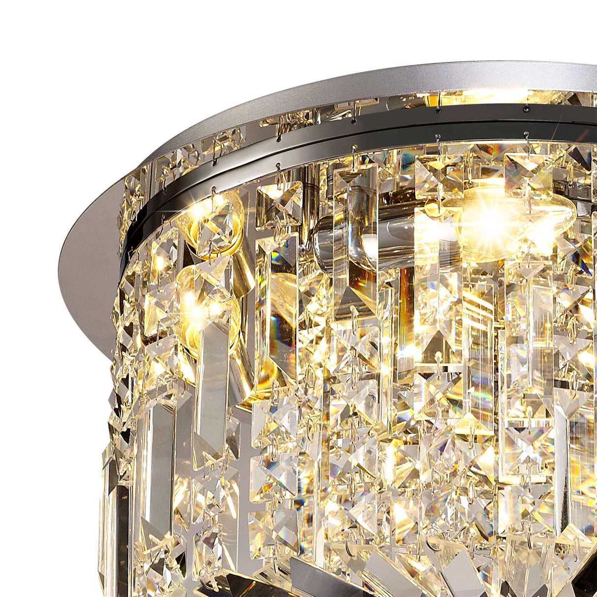 Elegant 45cm Crystal Flush Mount Chandelier, 5-Light, Polished Chrome Finish