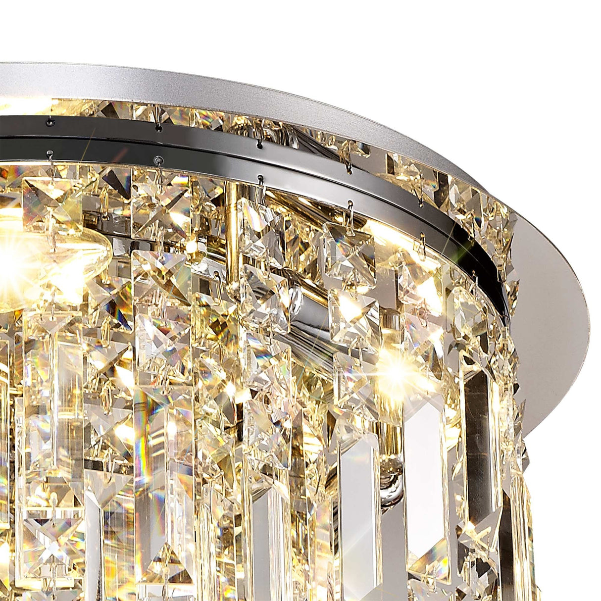 Elegant 45cm Crystal Flush Mount Chandelier, 5-Light, Polished Chrome Finish