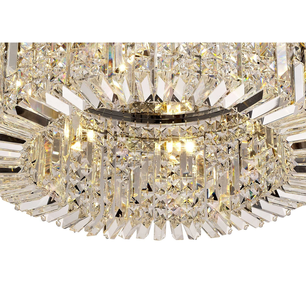 65cm Polished Chrome & Crystal Round Flush Chandelier with 8 E14 Lights