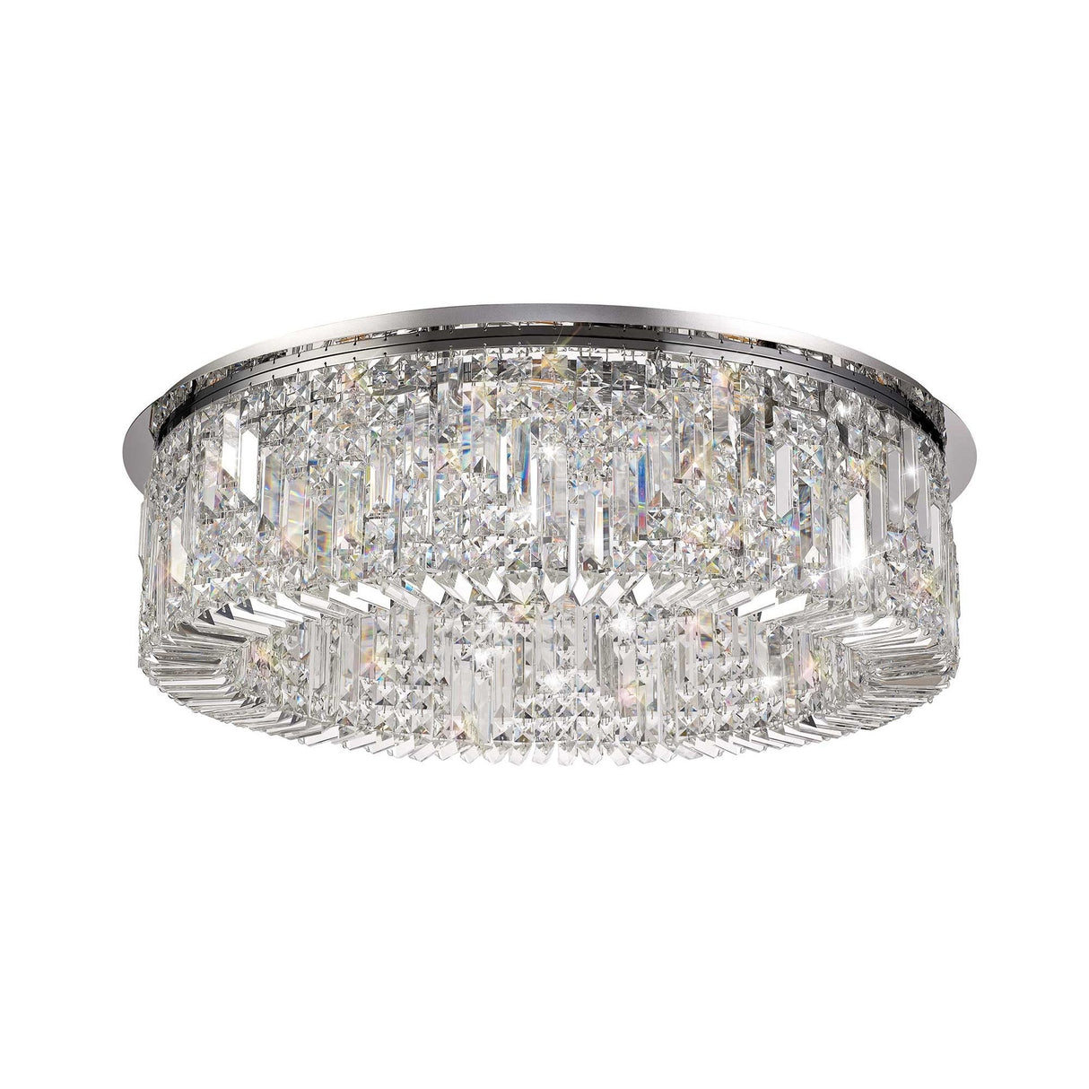 Elegant 12-Light Crystal Round Chandelier, Polished Chrome Finish