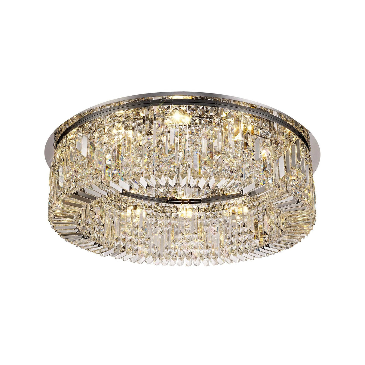 Elegant 12-Light Crystal Round Chandelier, Polished Chrome Finish