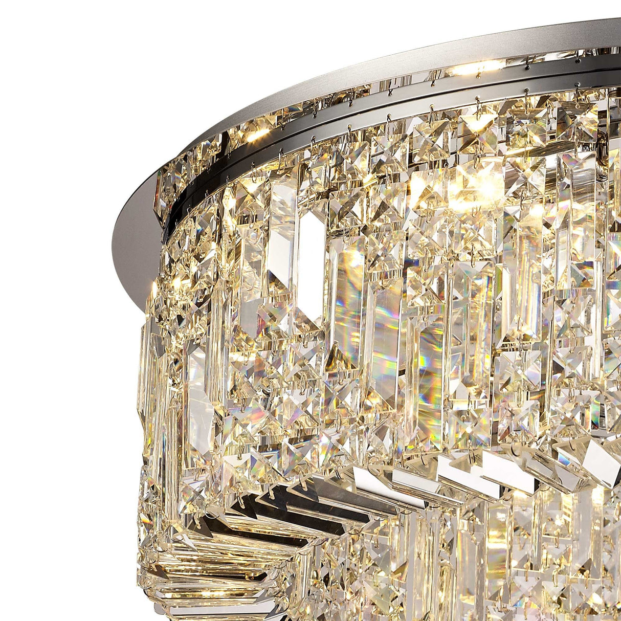 Elegant 12-Light Crystal Round Chandelier, Polished Chrome Finish