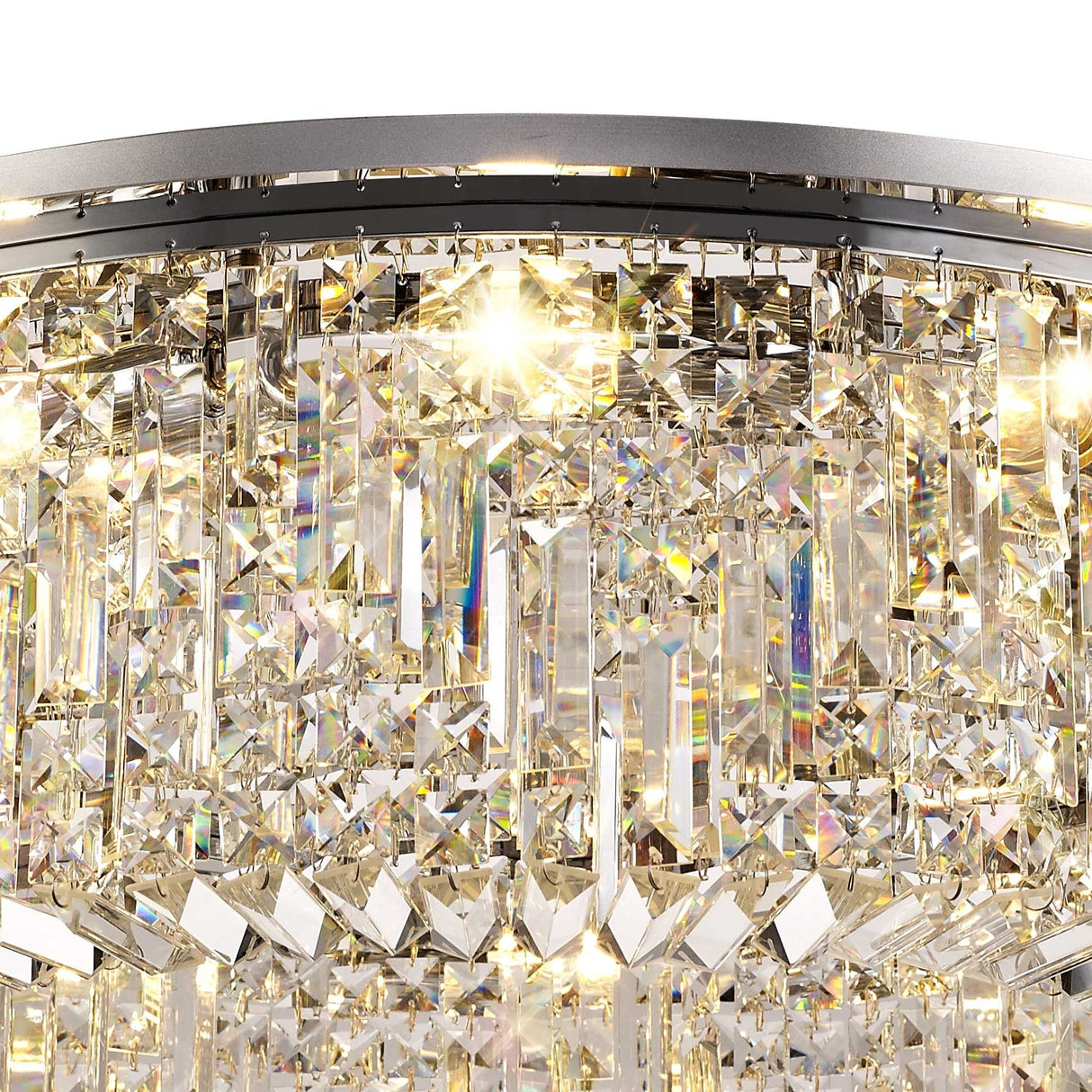 Elegant 12-Light Crystal Round Chandelier, Polished Chrome Finish
