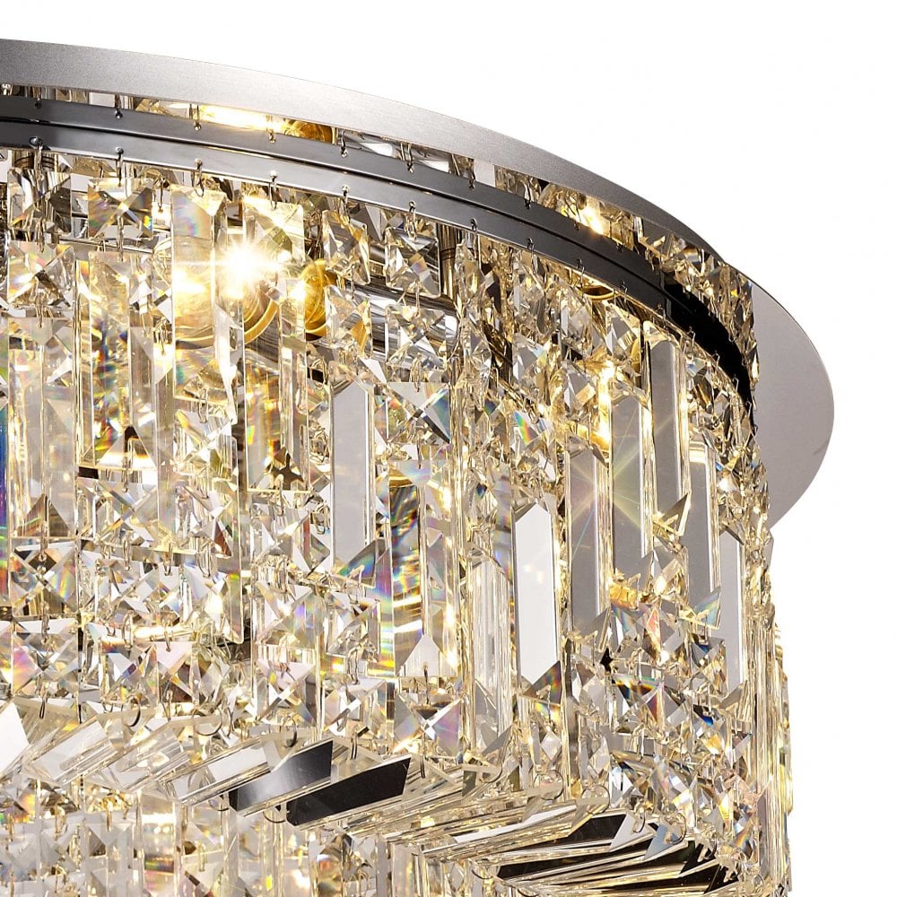 Elegant 12-Light Crystal Round Chandelier, Polished Chrome Finish