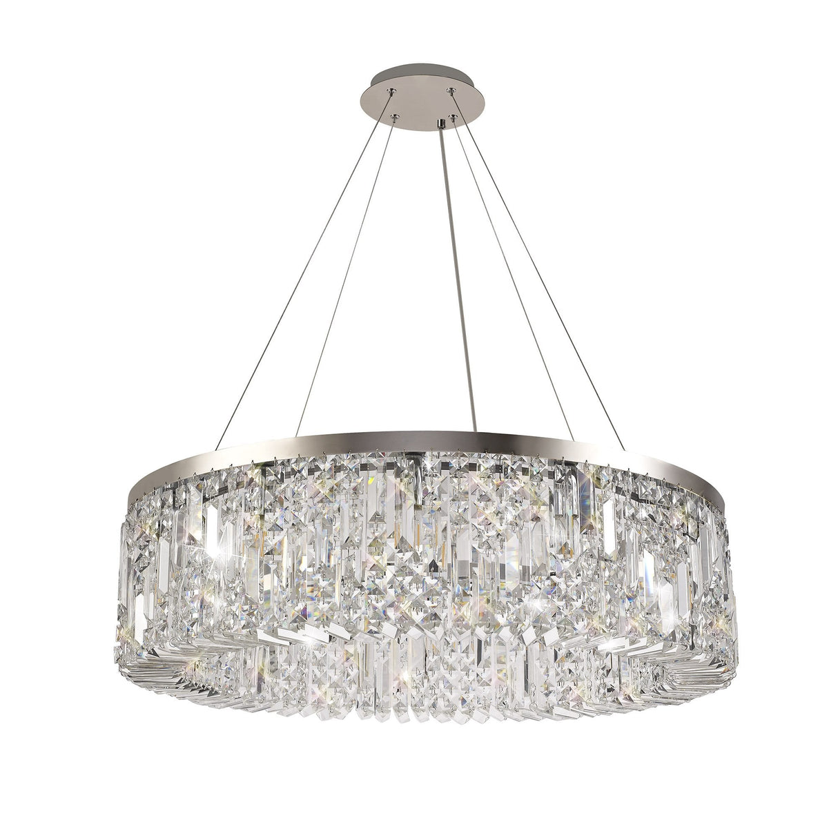 Elegant 12-Light Round Crystal Chandelier, Polished Chrome Finish