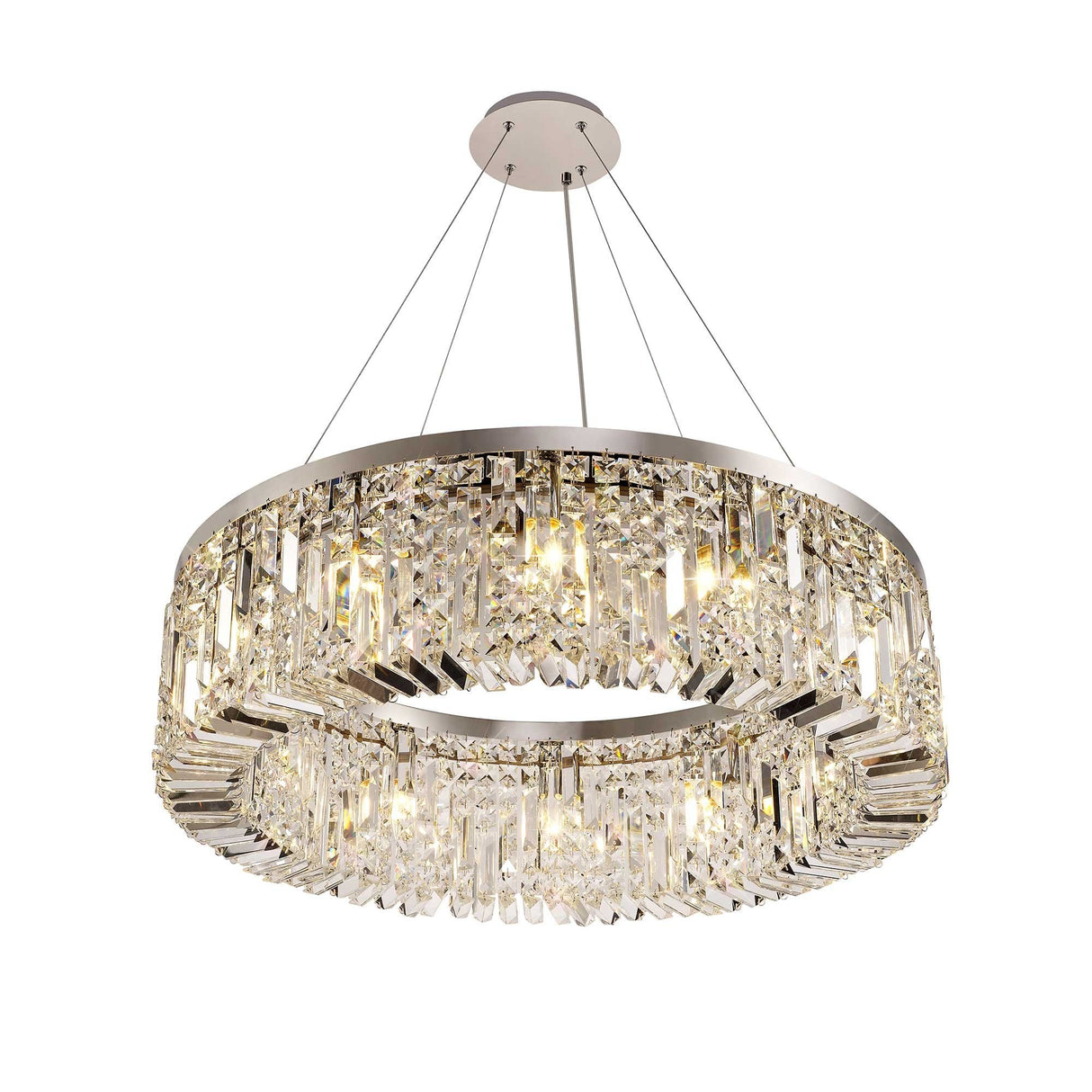 Elegant 12-Light Round Crystal Chandelier, Polished Chrome Finish