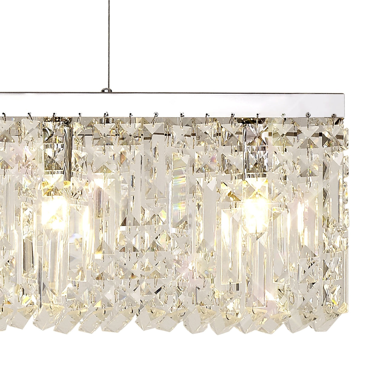 Sleek 7-Light Crystal Rectangular Pendant Chandelier, Polished Chrome Finish