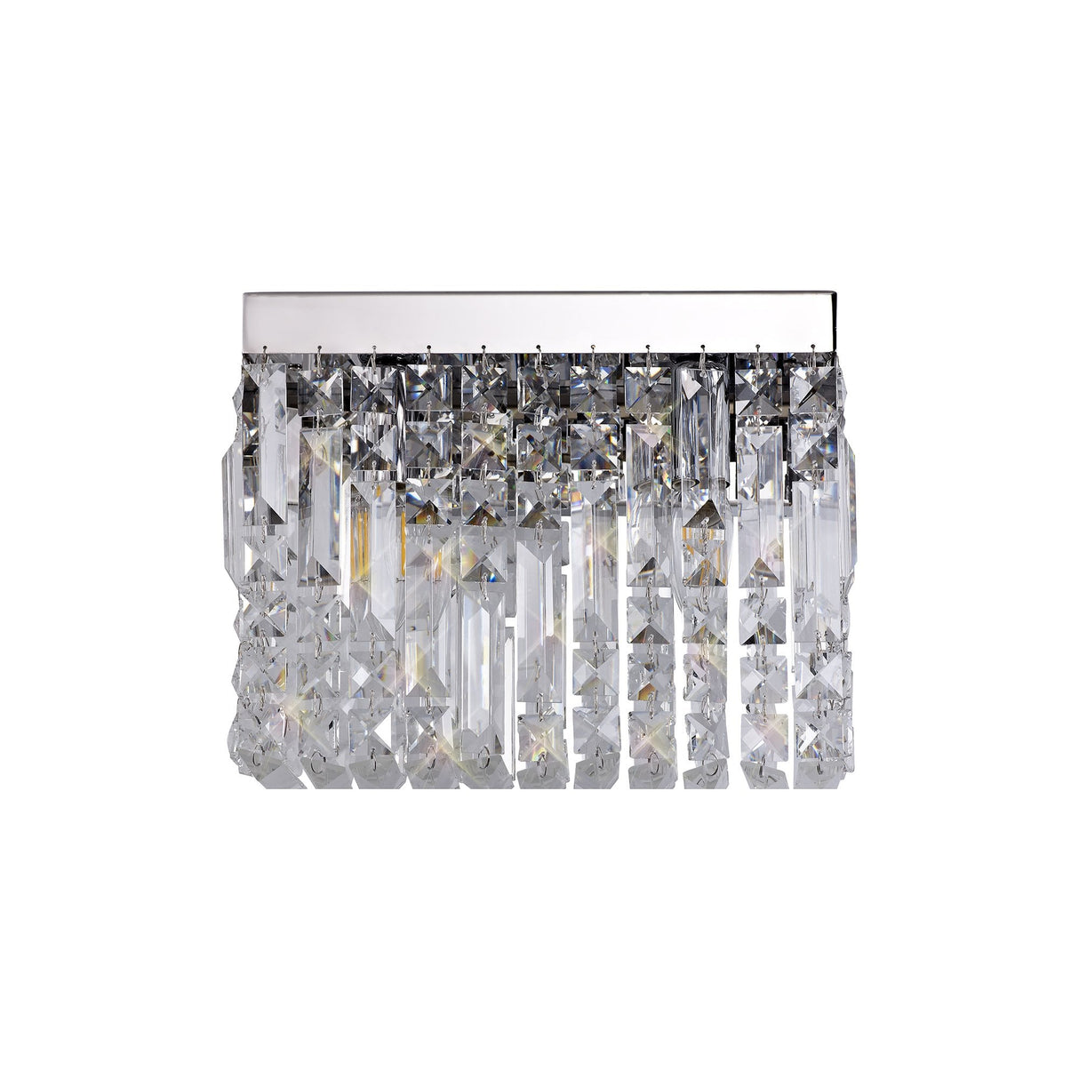 Polished Chrome & Crystal Twin Light Wall Sconce, 29x13cm