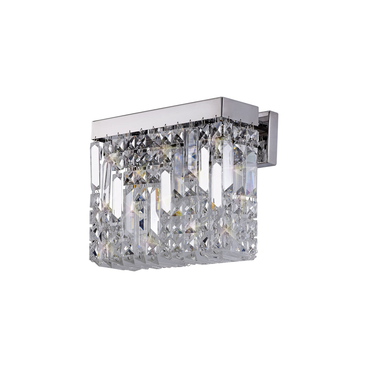 Polished Chrome & Crystal Twin Light Wall Sconce, 29x13cm
