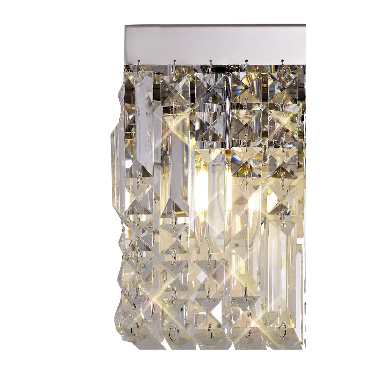 Polished Chrome & Crystal Twin Light Wall Sconce, 29x13cm
