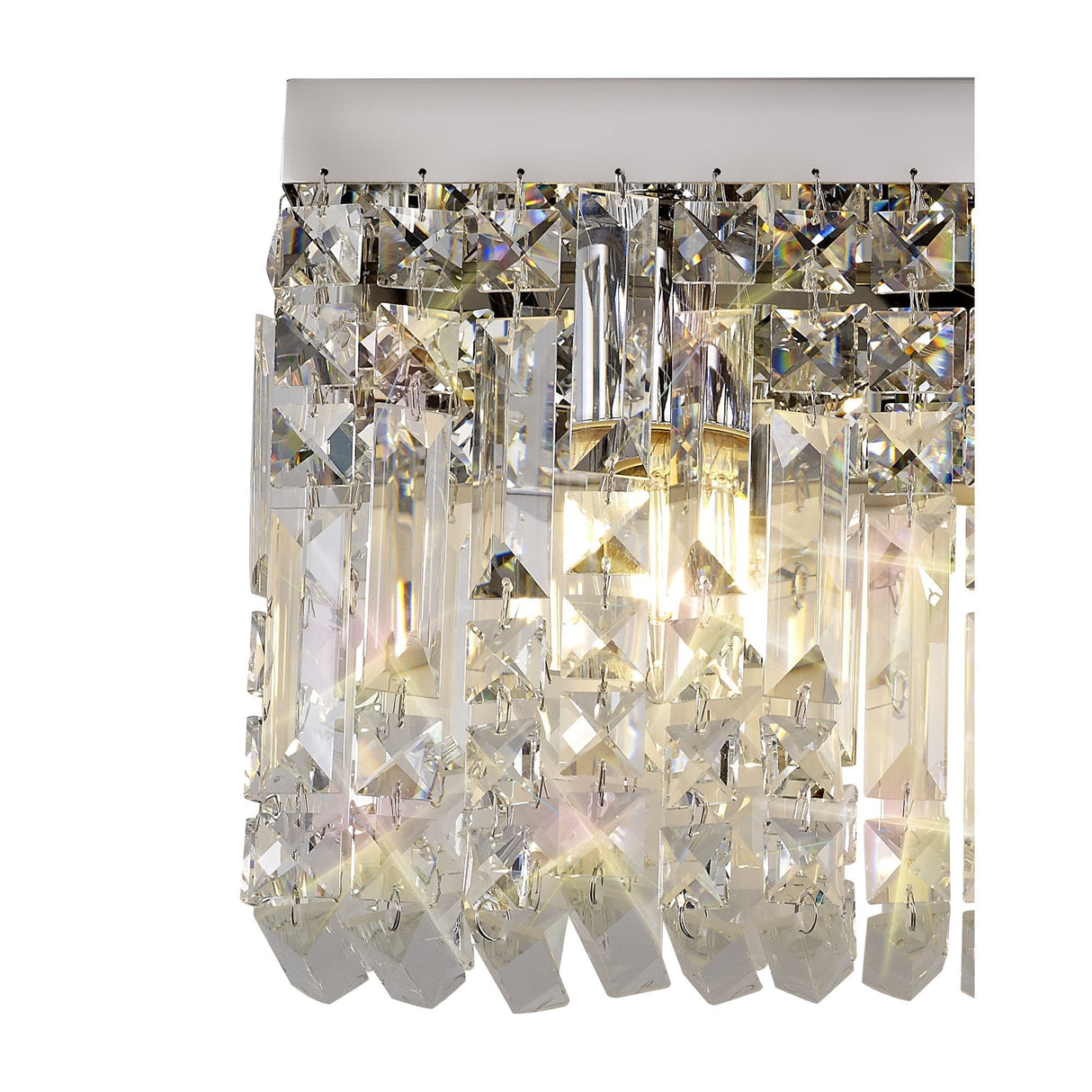 Elegant Rectangular Crystal Wall Sconce, Triple E14 Light, Polished Chrome Finish
