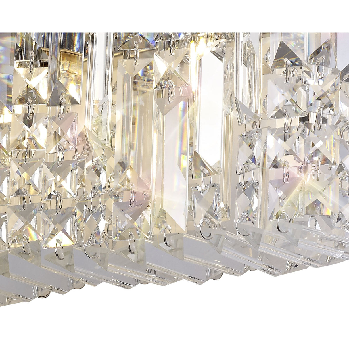 Elegant Rectangular Crystal Wall Sconce, Triple E14 Light, Polished Chrome Finish