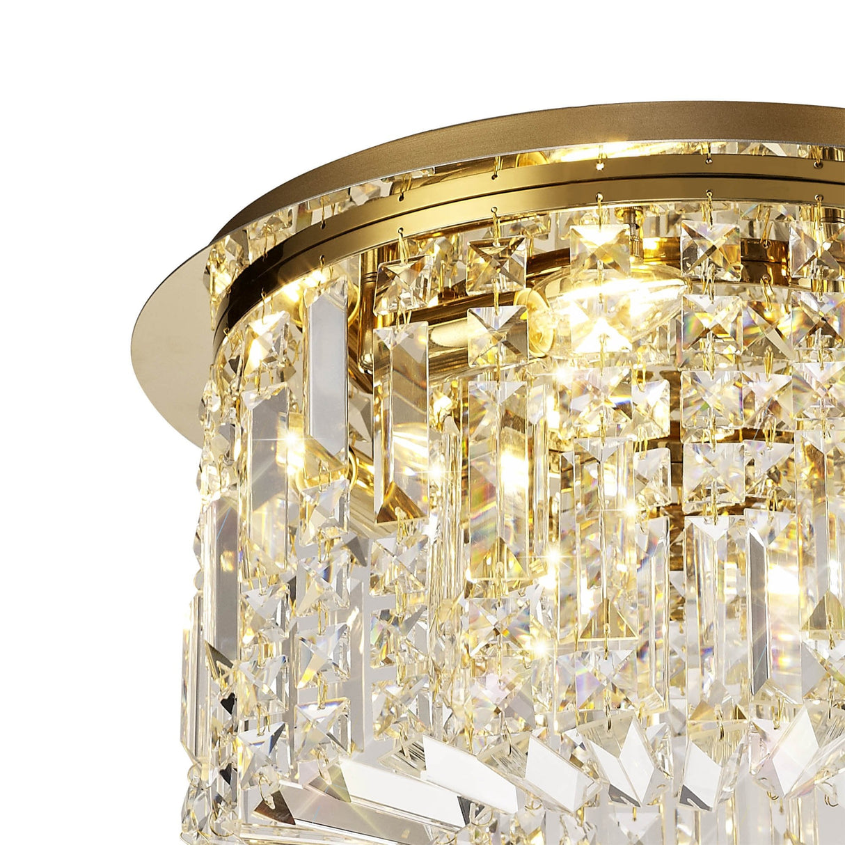 Radiant Gold and Crystal Round Flush Chandelier, 5-Light Elegance