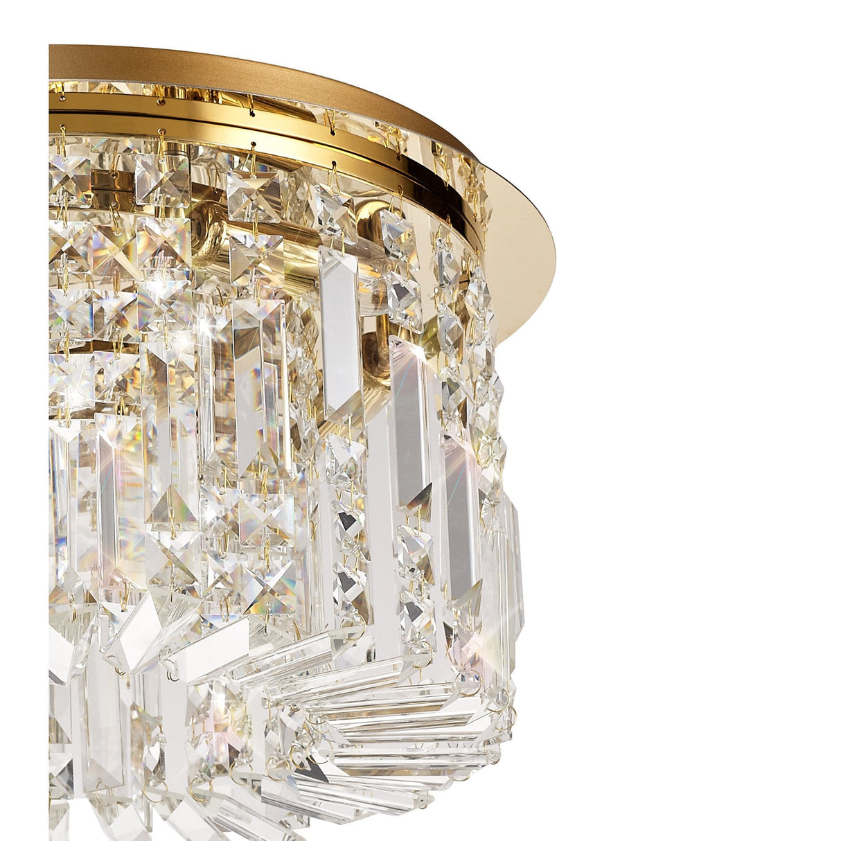 Radiant Gold and Crystal Round Flush Chandelier, 5-Light Elegance