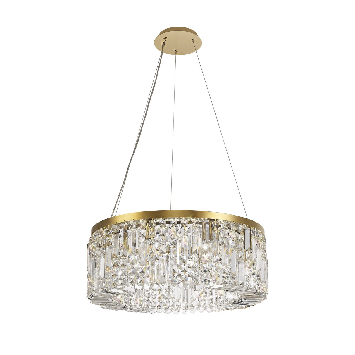 Elegant 8-Light Gold and Crystal Round Chandelier, 60cm Diameter
