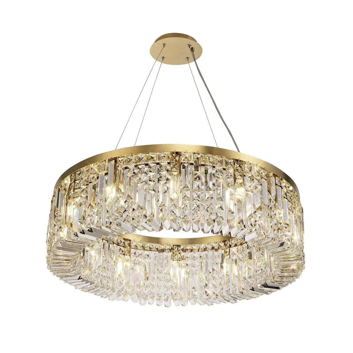 Luxurious 80cm Gold and Crystal Round Chandelier with 12 E14 Lights