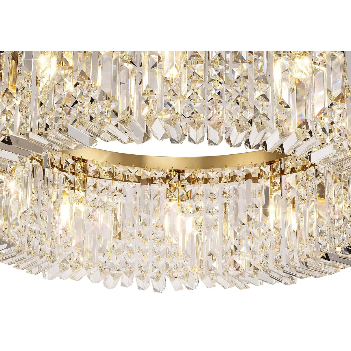 Luxurious 80cm Gold and Crystal Round Chandelier with 12 E14 Lights