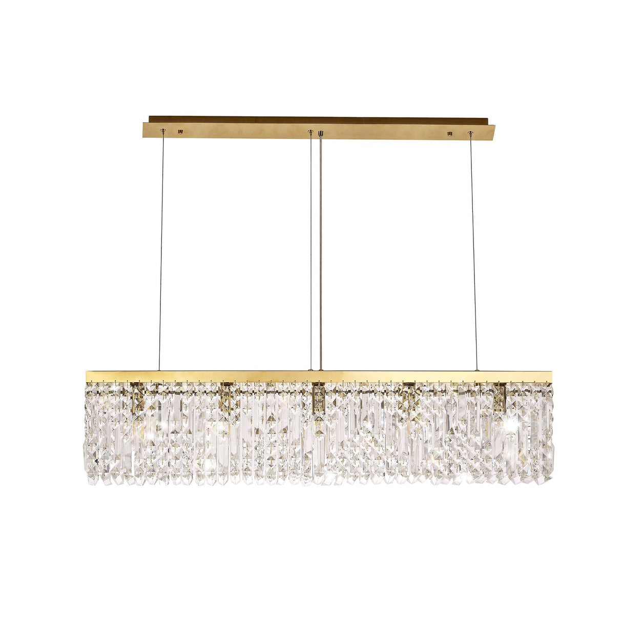 Luxurious Gold and Crystal Rectangular Pendant Chandelier, 5-Light E14
