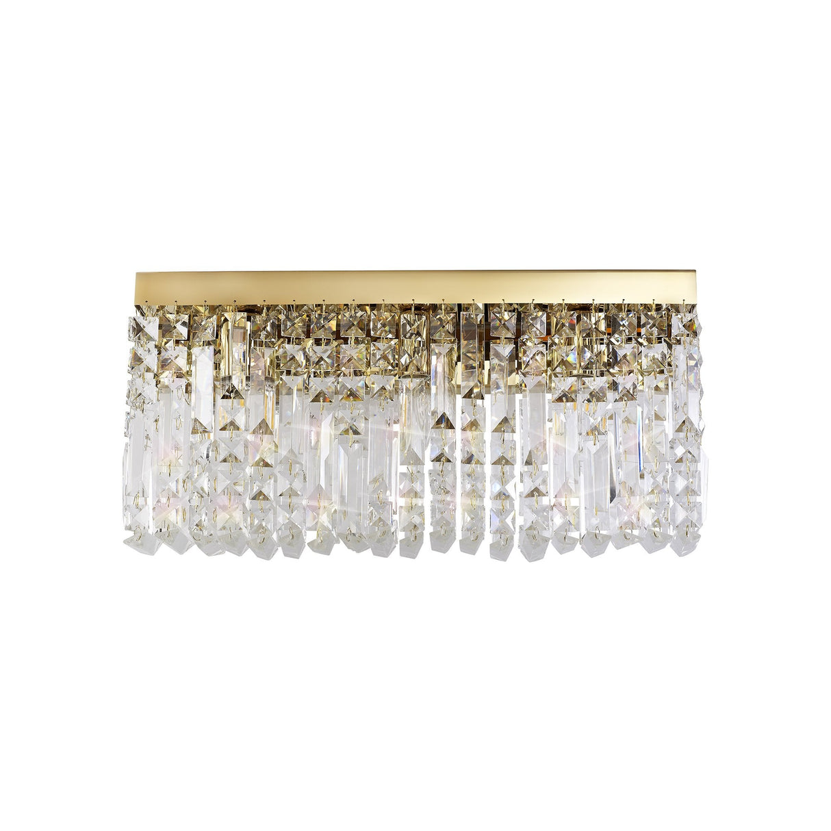 Elegant 3-Light Gold and Crystal Wall Lamp, Large Rectangular Design